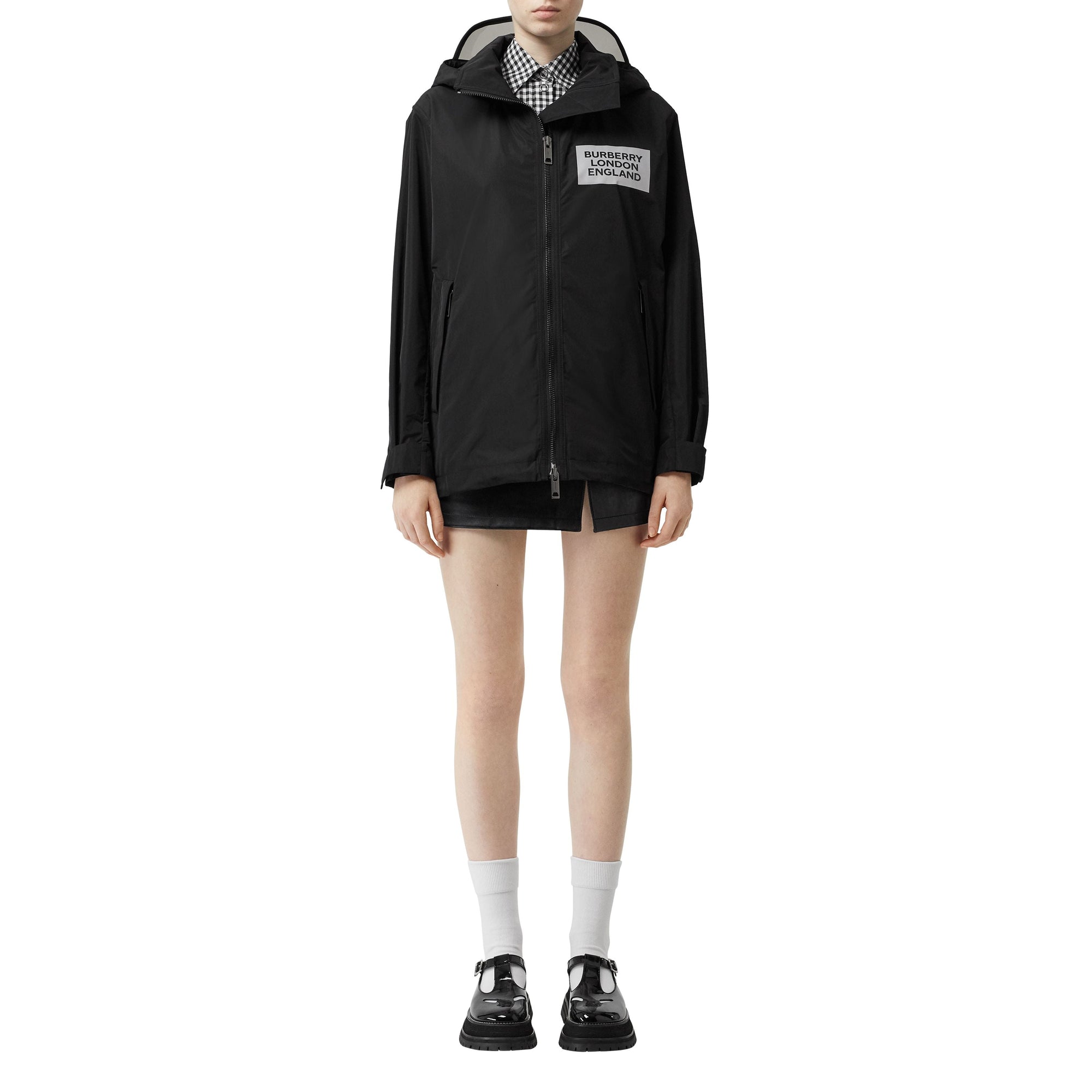 BLACK Veste en taffetas à mémoire de forme avec capuche amovible