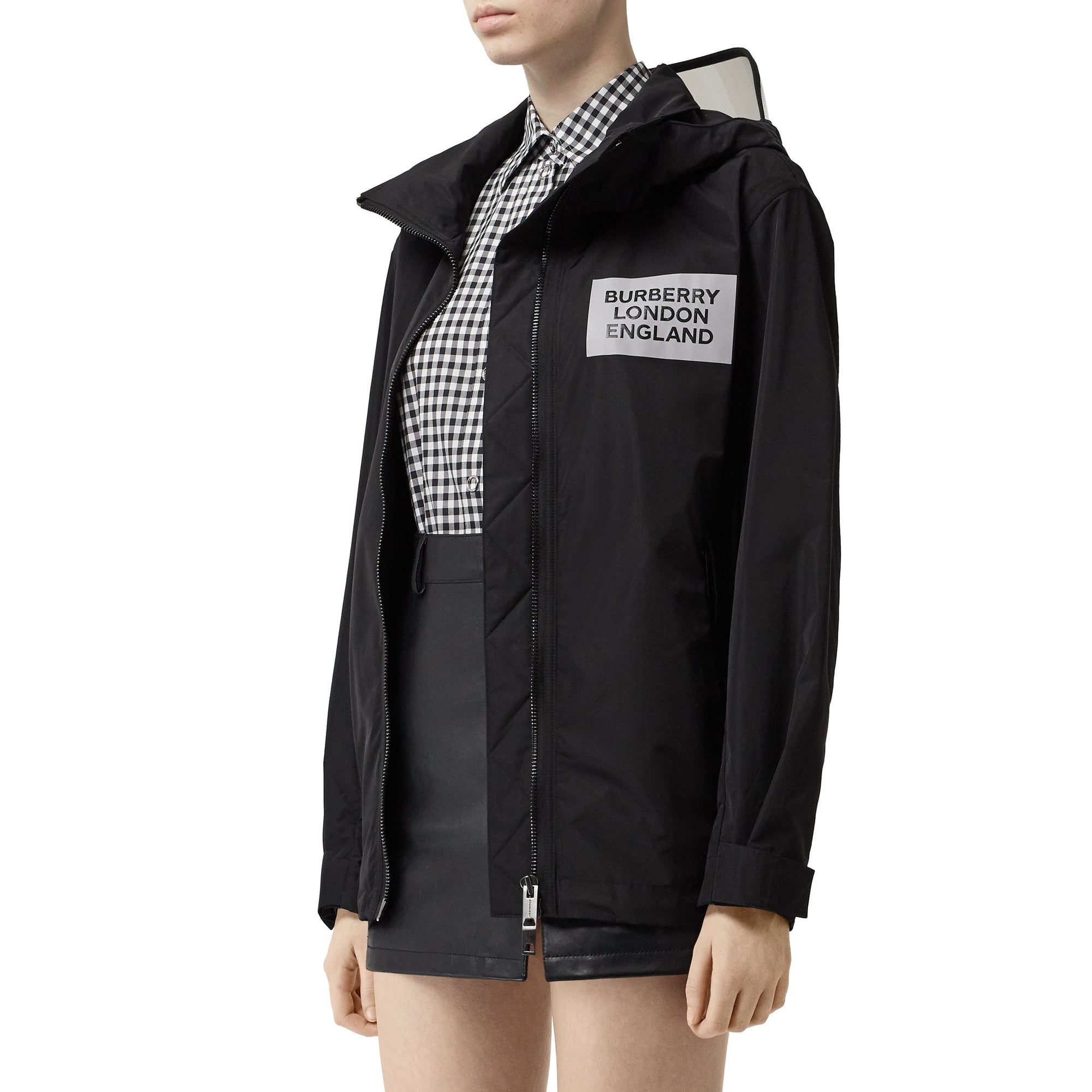 BLACK Veste en taffetas à mémoire de forme avec capuche amovible