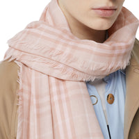 SOFT PEACH Écharpe légère en cachemire à motif Vintage check brodé