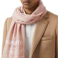 SOFT PEACH Écharpe légère en cachemire à motif Vintage check brodé