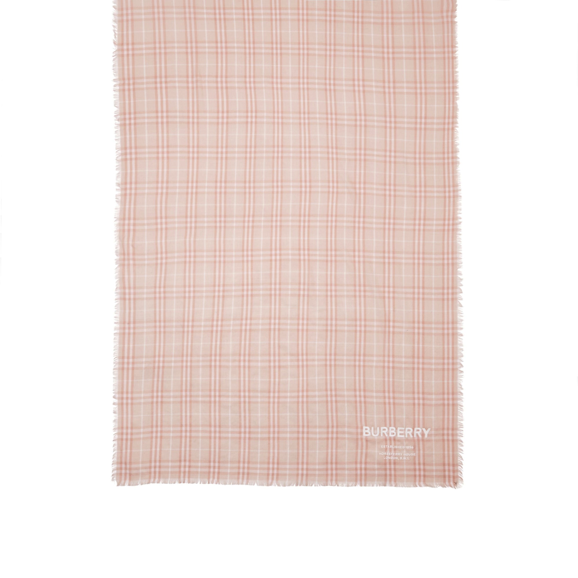 SOFT PEACH Écharpe légère en cachemire à motif Vintage check brodé
