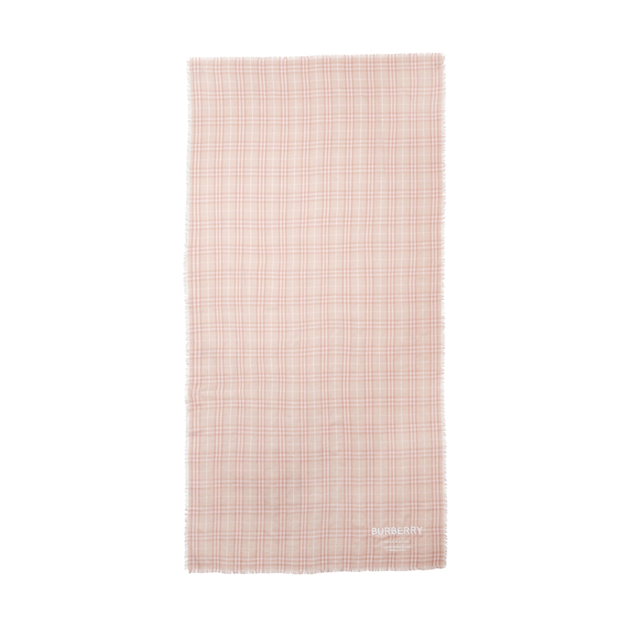 SOFT PEACH Écharpe légère en cachemire à motif Vintage check brodé