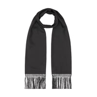 Foulard ultrafin en soie à franges - Noir