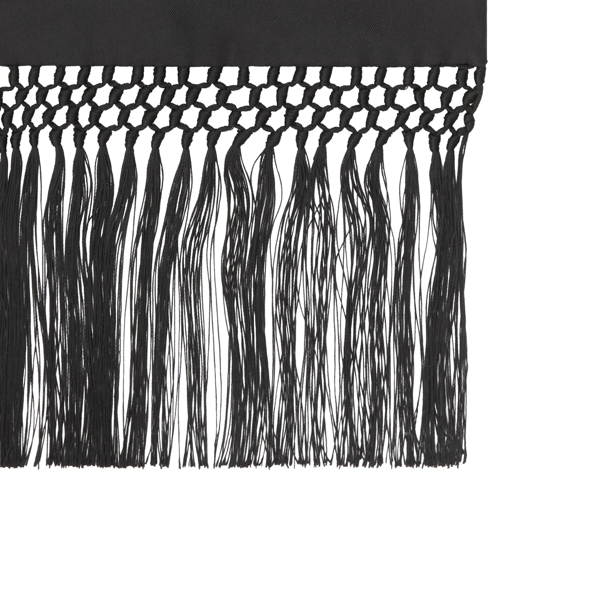 Foulard ultrafin en soie à franges - Noir