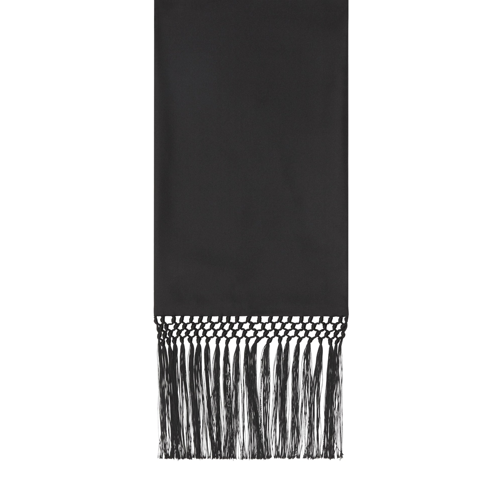 Foulard ultrafin en soie à franges - Noir
