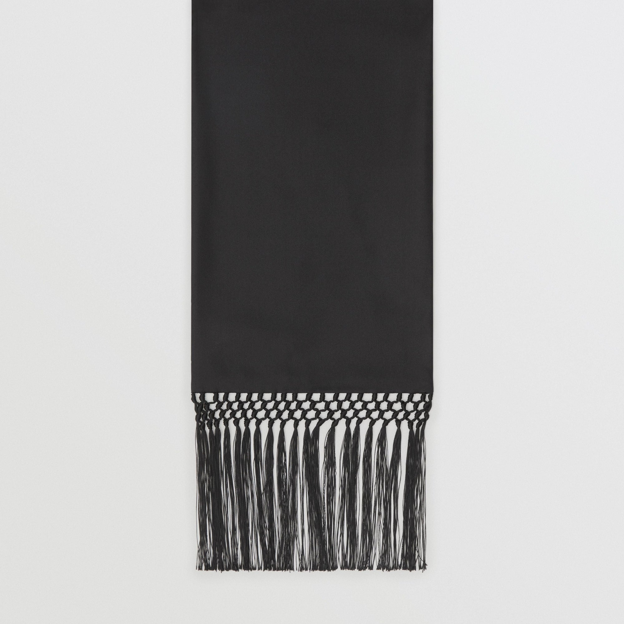 Foulard ultrafin en soie à franges - Noir