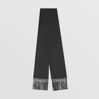 Foulard ultrafin en soie à franges - Noir