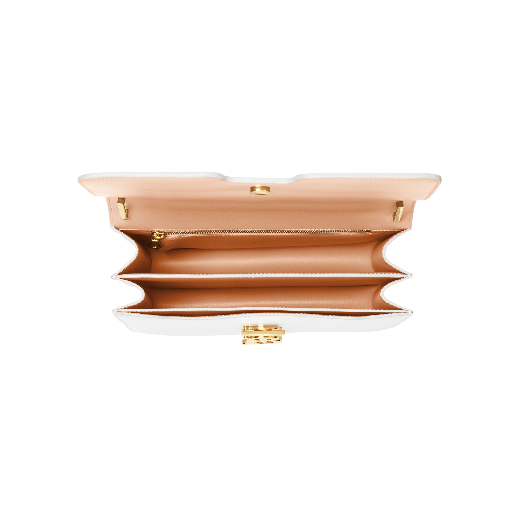 Sac TB moyen en cuir bicolore - Blanc Craie & Camel Clair