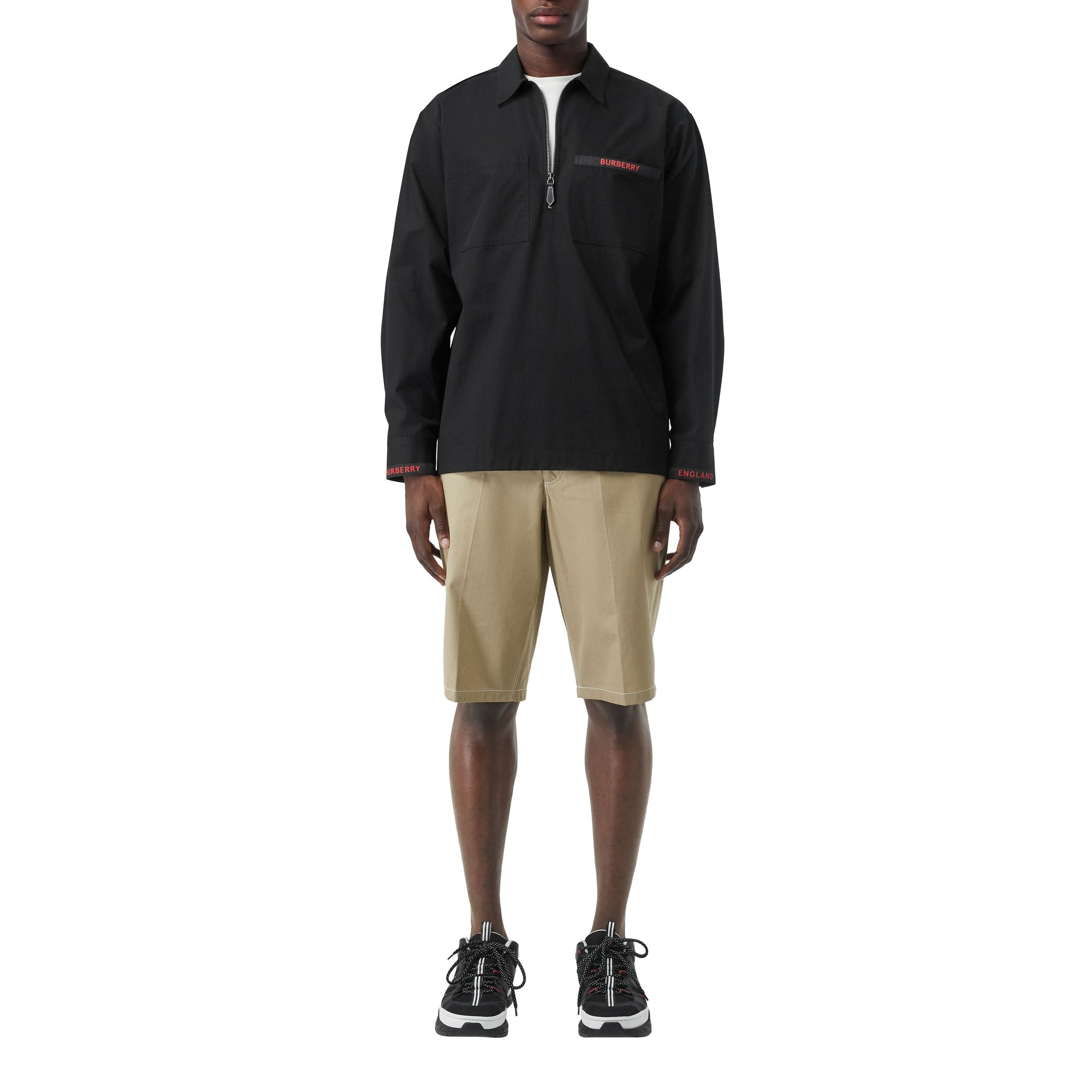 BLACK Chemise à manches courtes de style militaire à logo