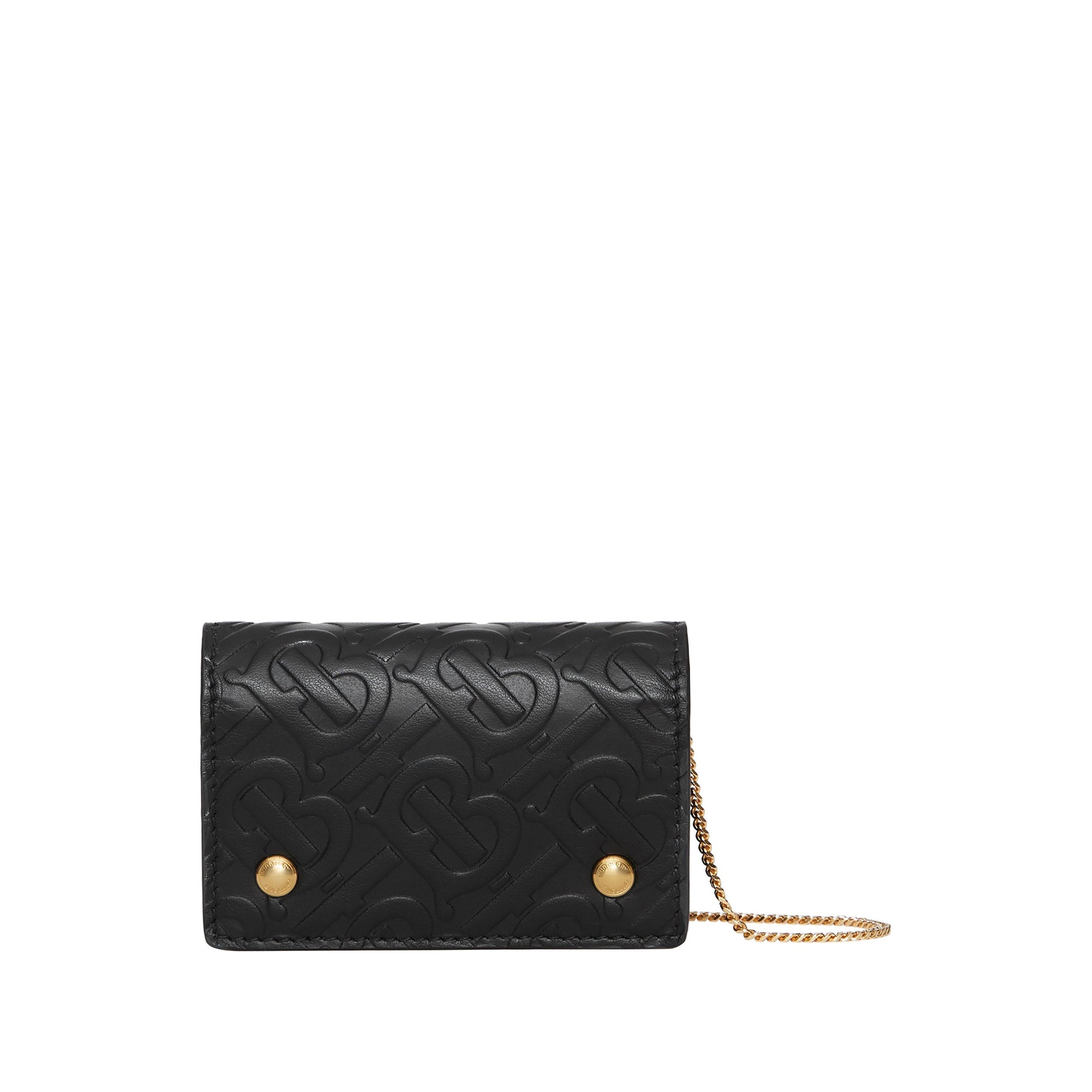 Porte-cartes en cuir monogram avec sangle amovible - Noir