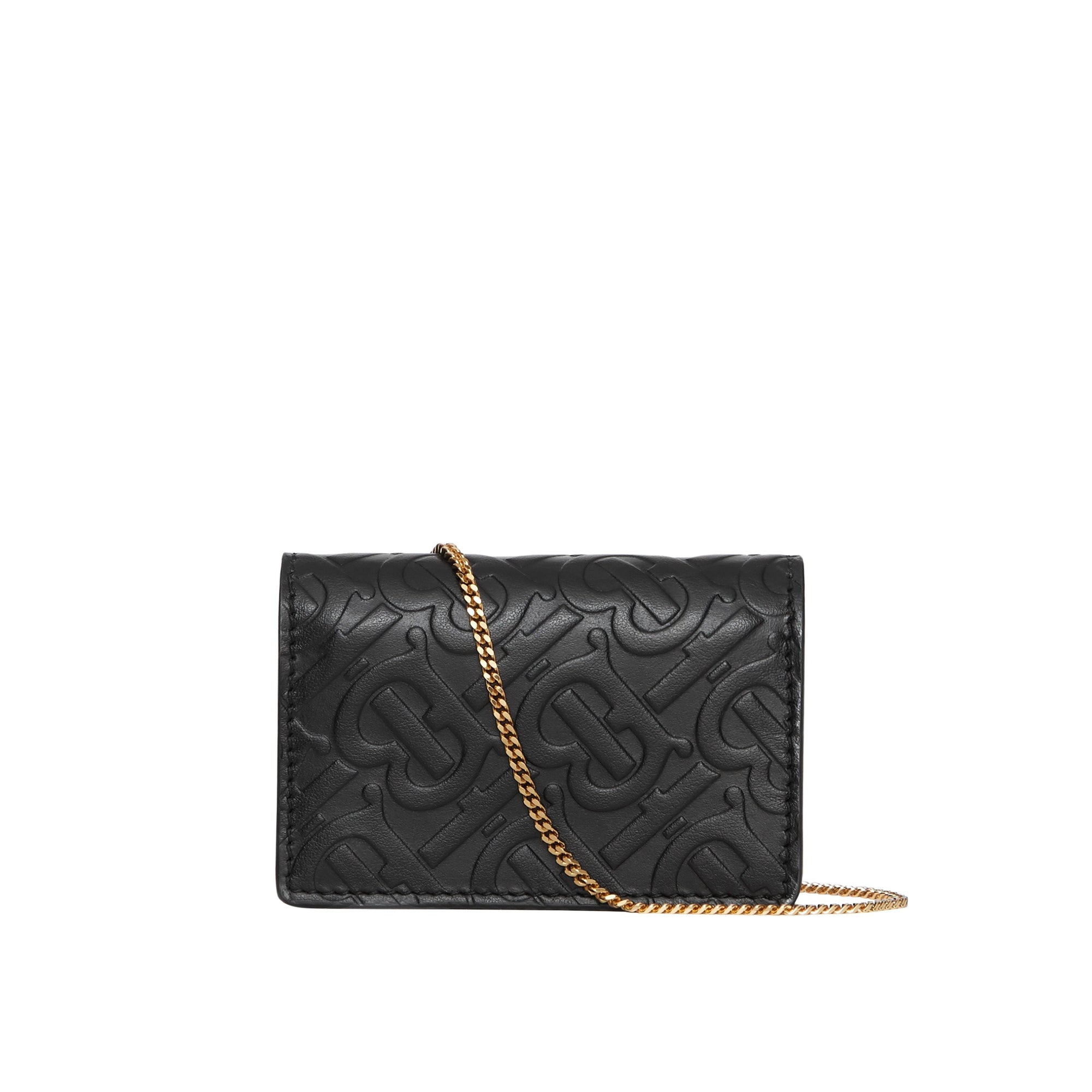 Porte-cartes en cuir monogram avec sangle amovible - Noir