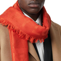 VERMILLION Grand carré de soie et laine en jacquard Monogram