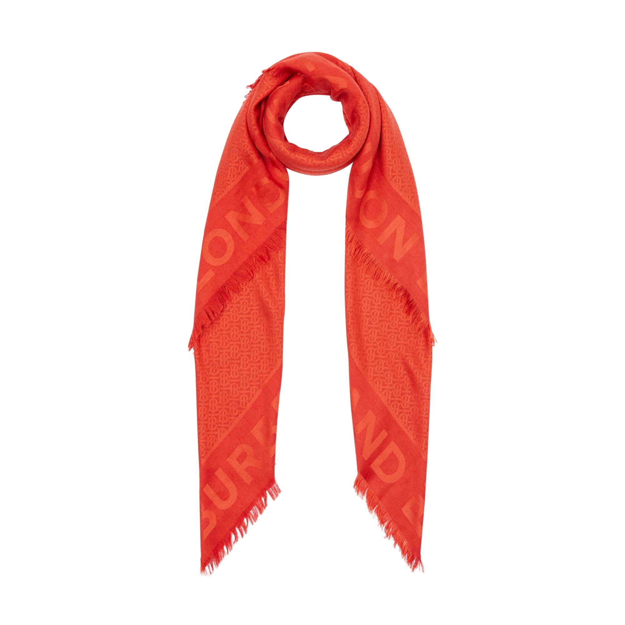 VERMILLION Grand carré de soie et laine en jacquard Monogram