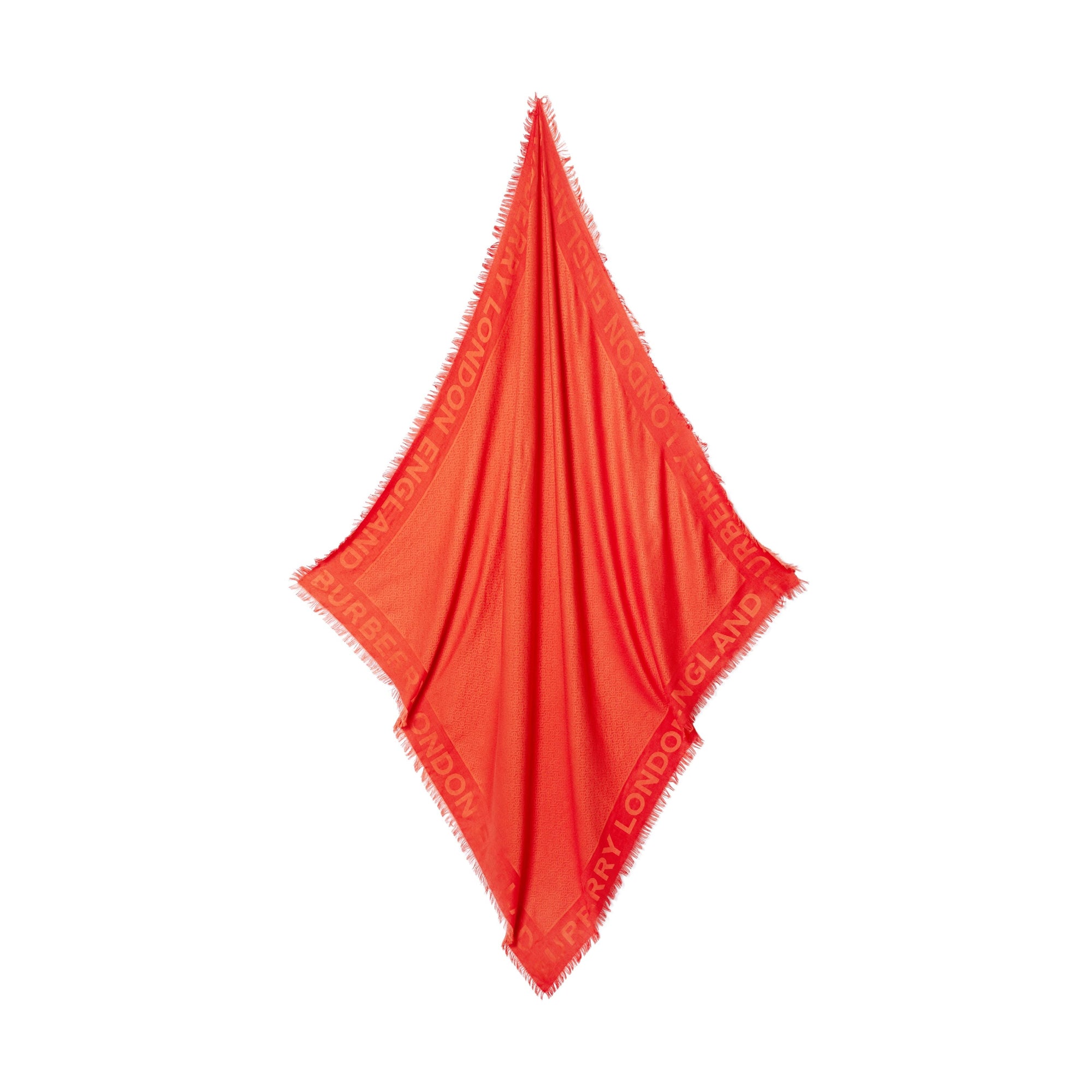 VERMILLION Grand carré de soie et laine en jacquard Monogram