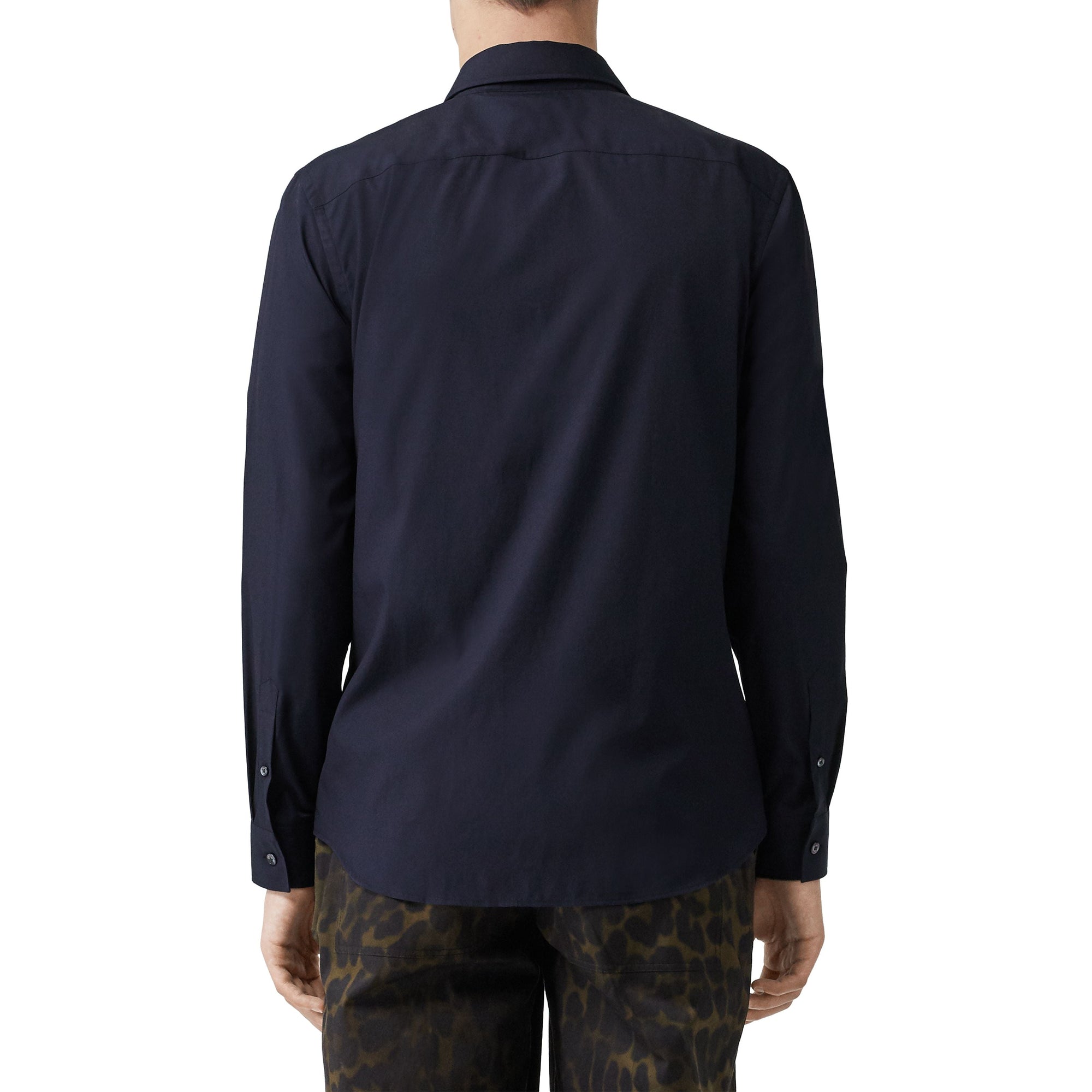 NAVY Chemise en popeline de coton extensible Monogram