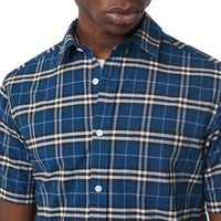STEEL BLUE IP CHK Chemise à manches courtes en coton check extensible