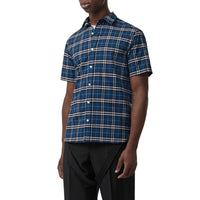 STEEL BLUE IP CHK Chemise à manches courtes en coton check extensible
