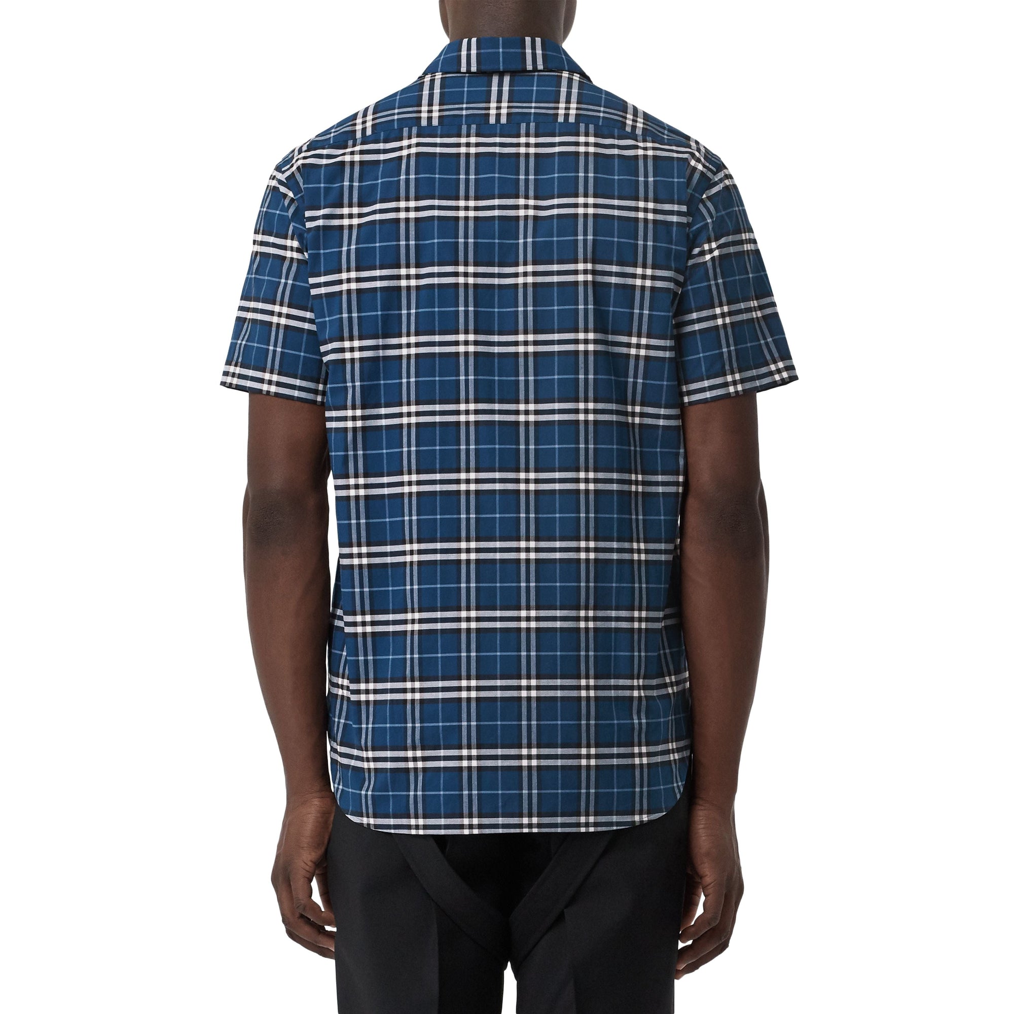 STEEL BLUE IP CHK Chemise à manches courtes en coton check extensible