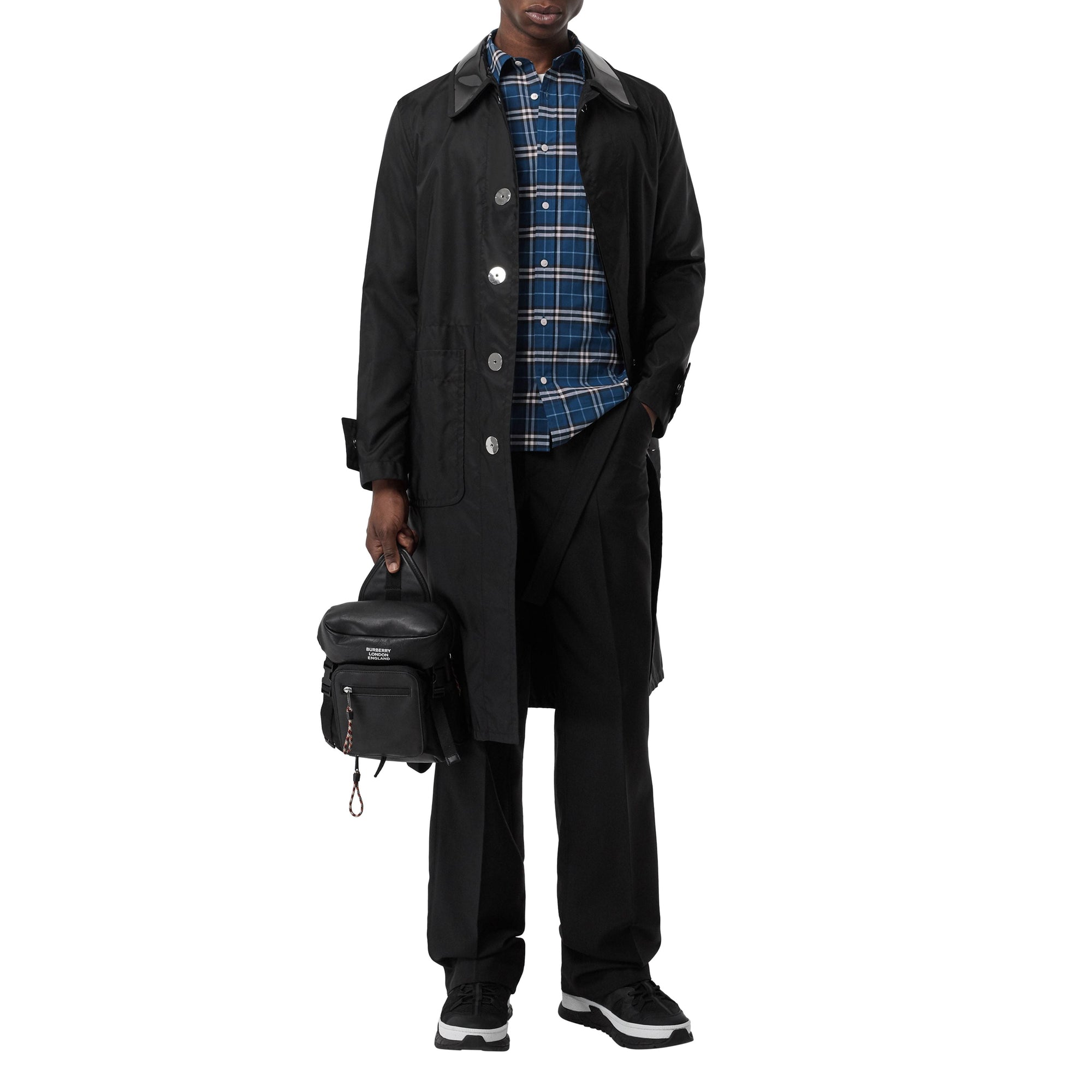 STEEL BLUE IP CHK Chemise à manches courtes en coton check extensible
