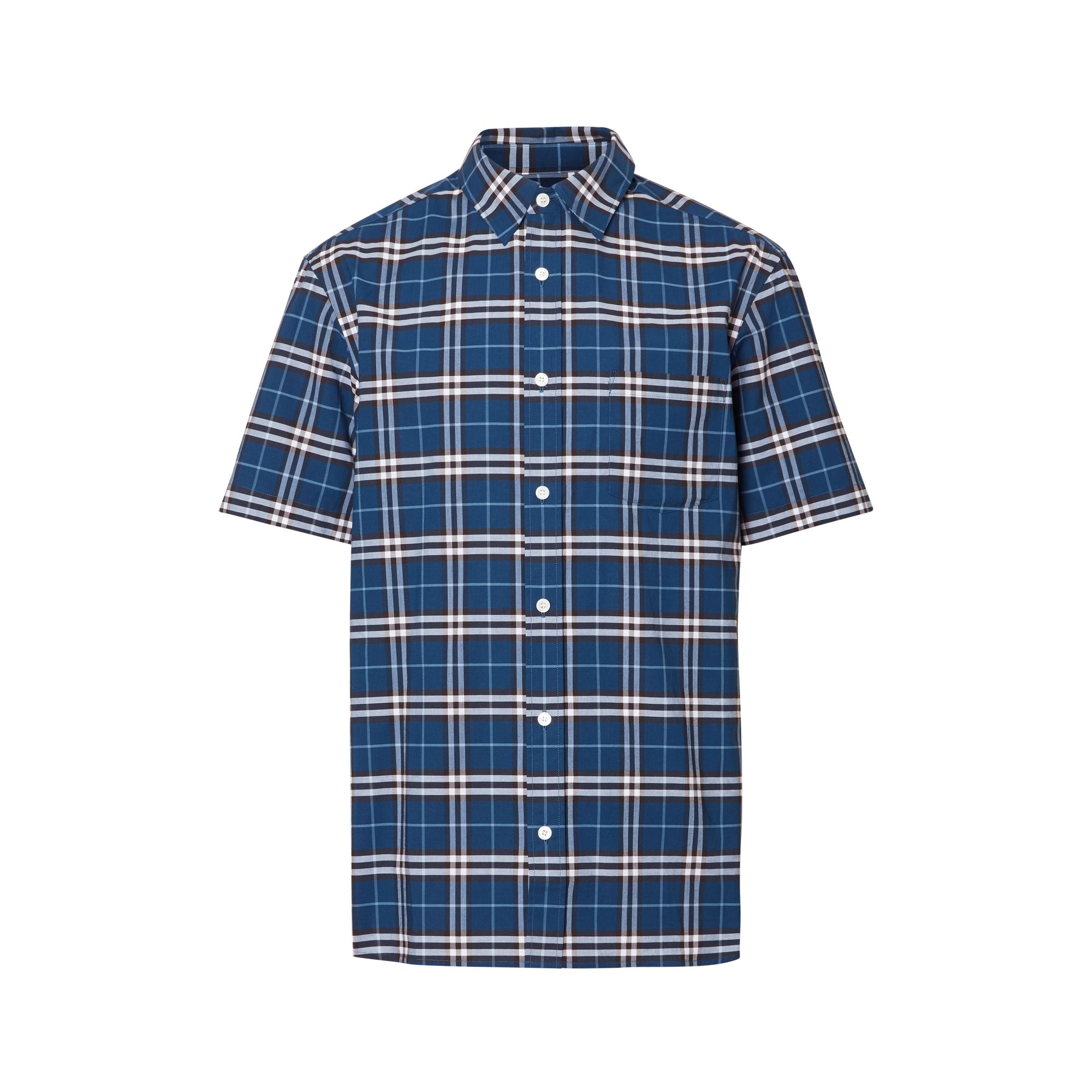 STEEL BLUE IP CHK Chemise à manches courtes en coton check extensible