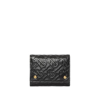 Petit portefeuille à rabat en cuir Monogram - Noir