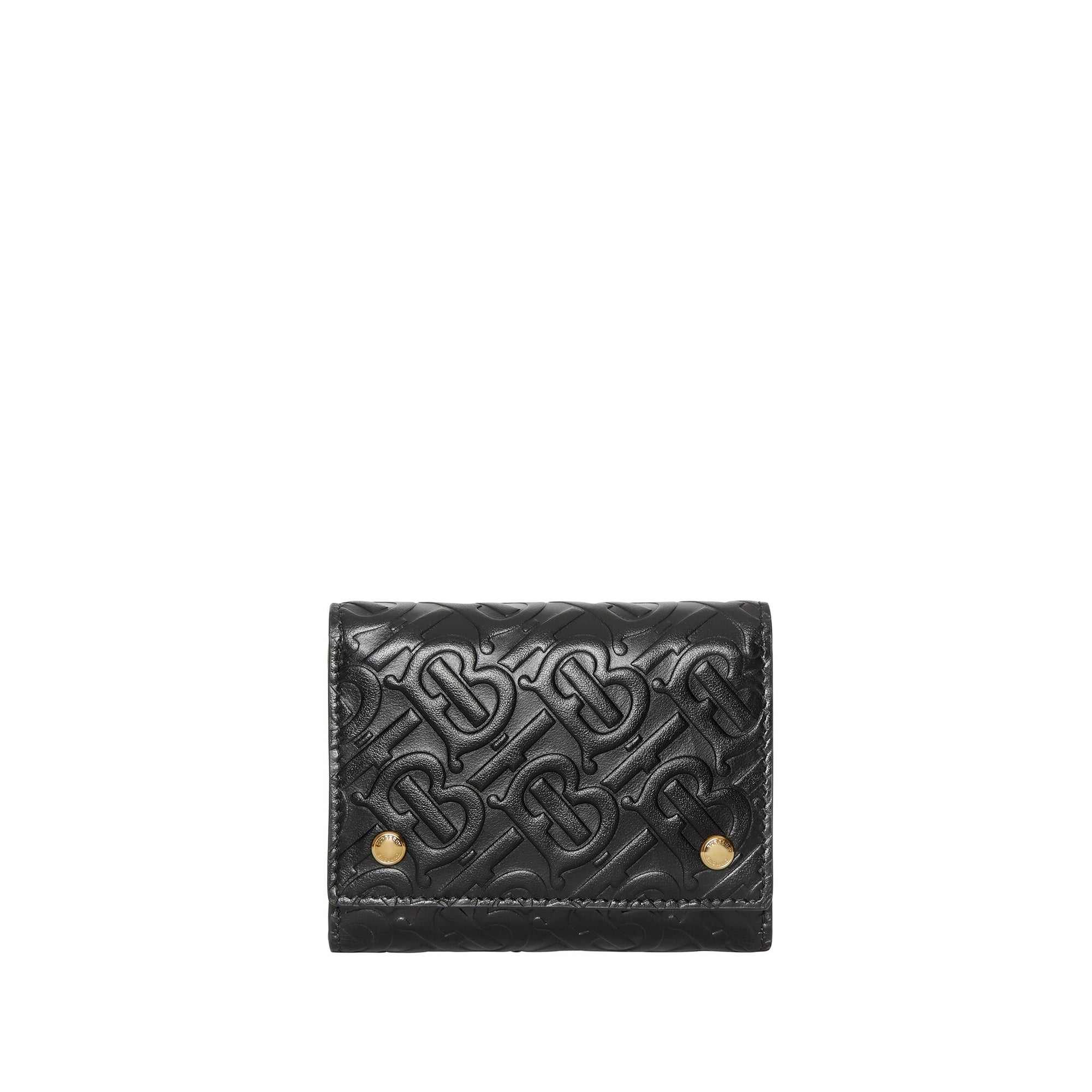 Petit portefeuille à rabat en cuir Monogram - Noir