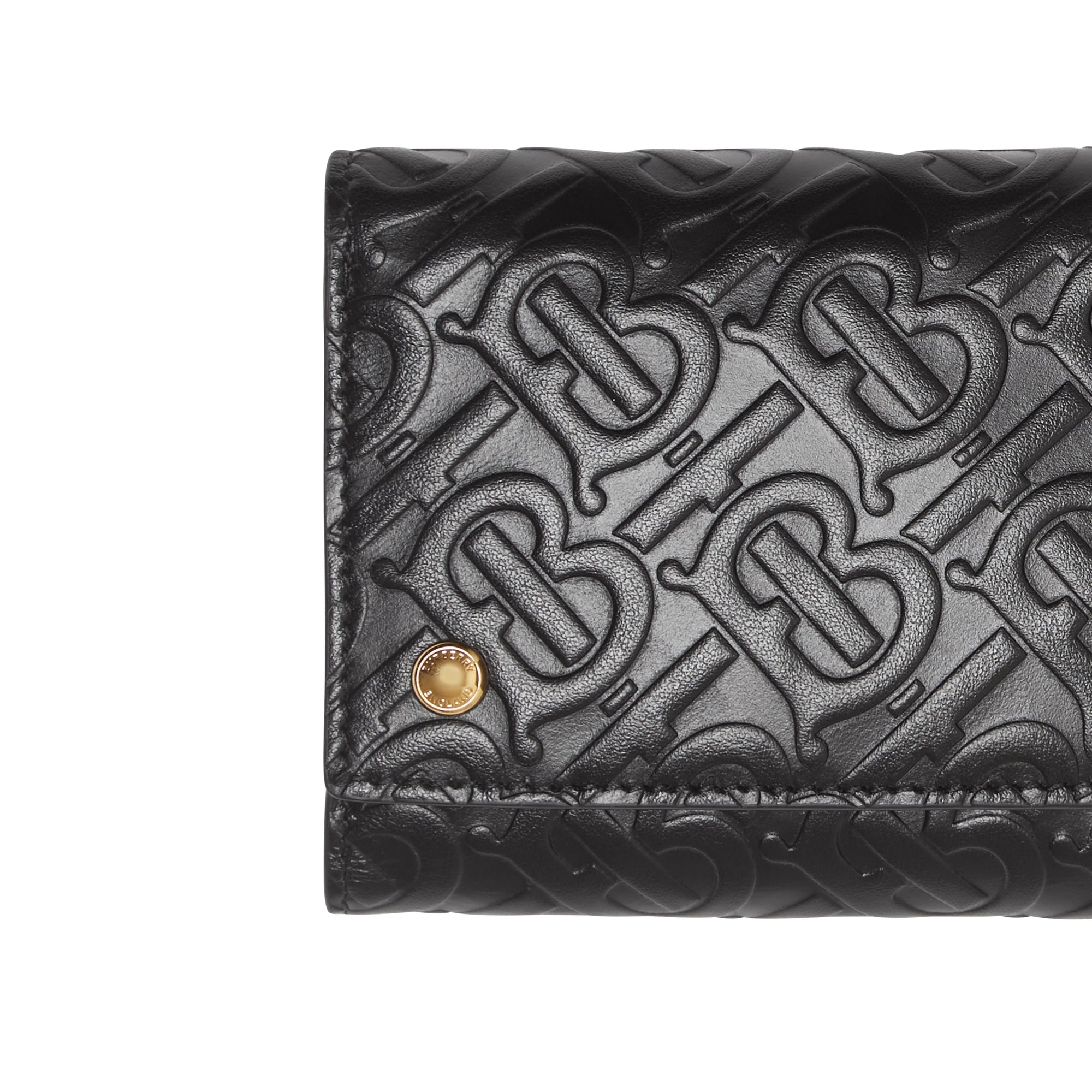 Petit portefeuille à rabat en cuir Monogram - Noir