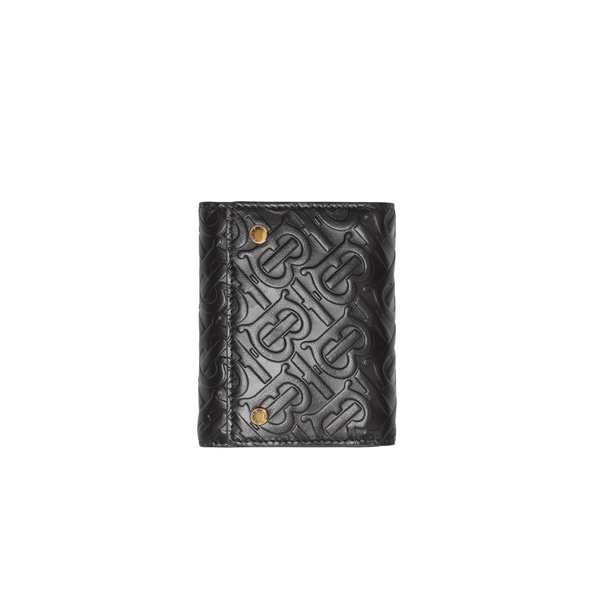 Petit portefeuille à rabat en cuir Monogram - Noir