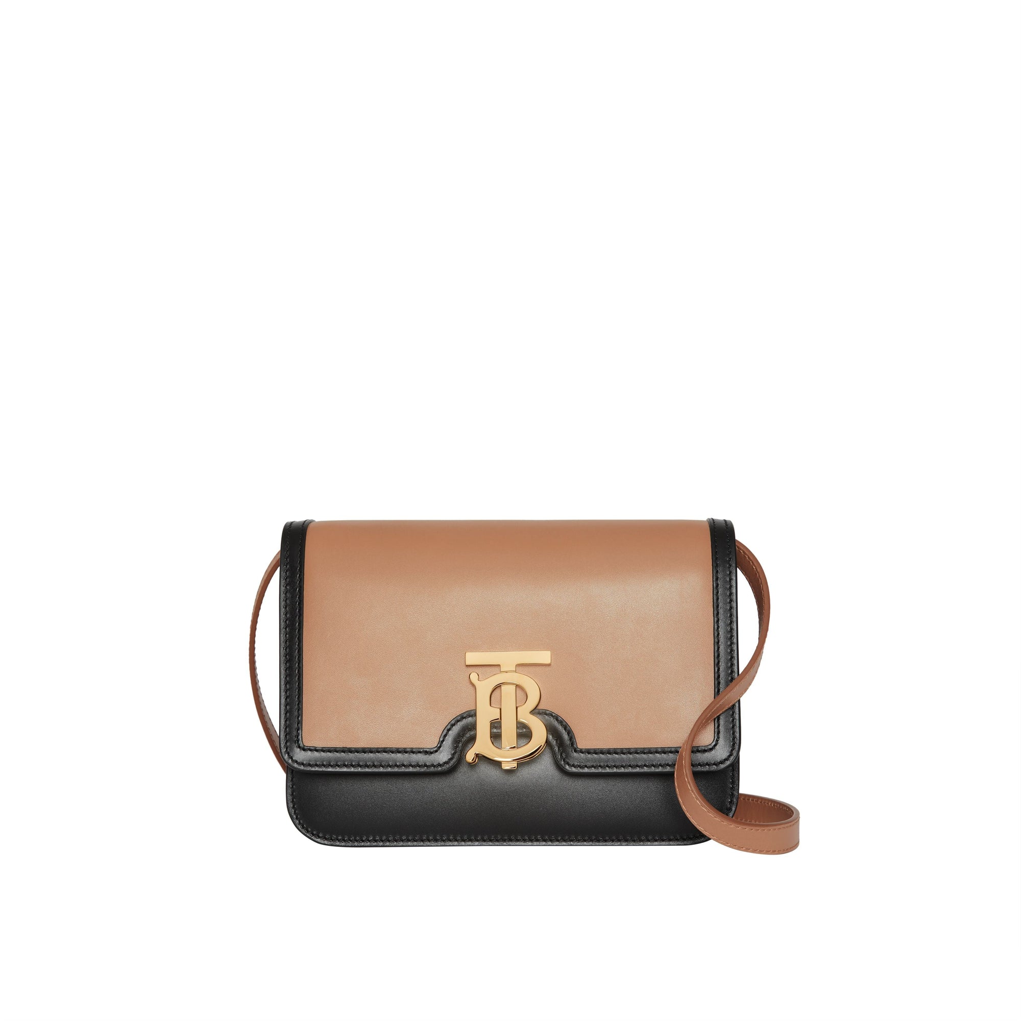 LIGHT CAMEL/BLACK Petit sac TB en cuir