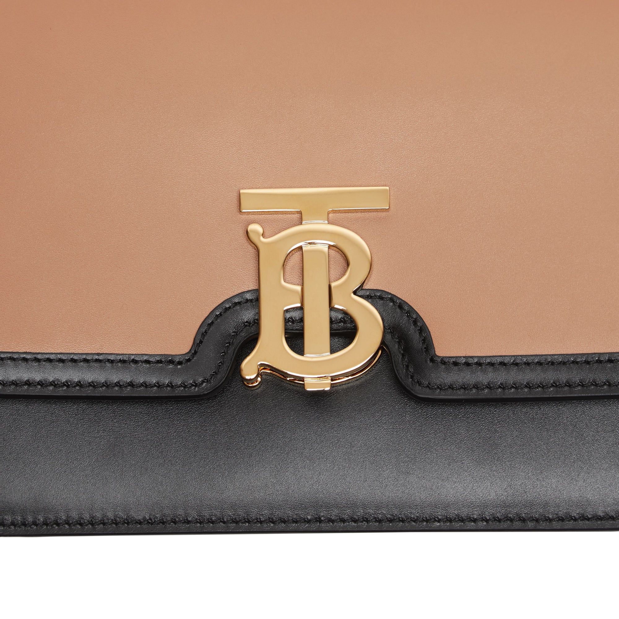 LIGHT CAMEL/BLACK Petit sac TB en cuir