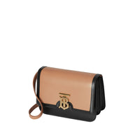 LIGHT CAMEL/BLACK Petit sac TB en cuir