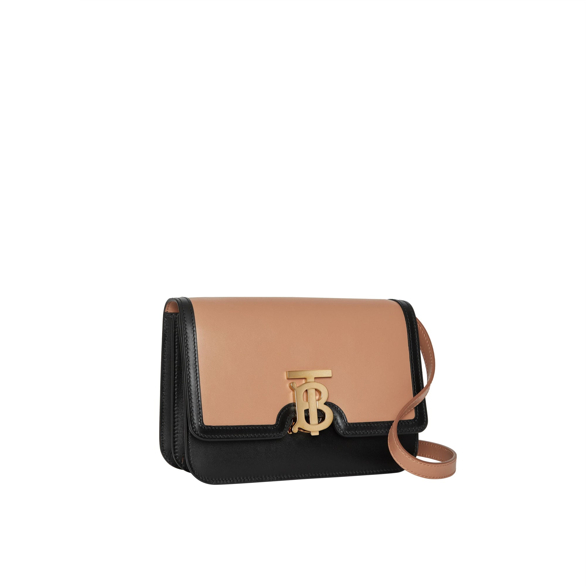 LIGHT CAMEL/BLACK Petit sac TB en cuir