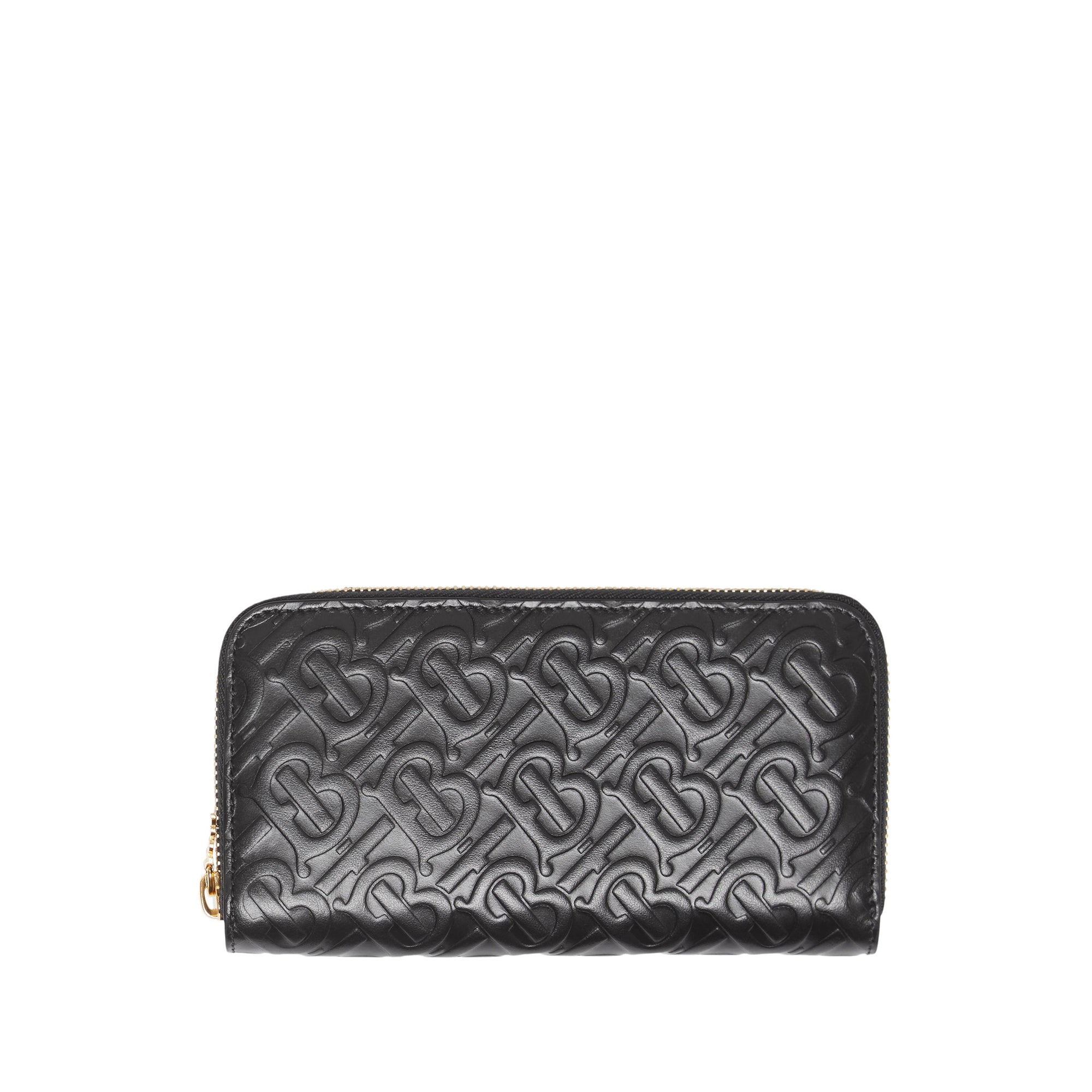 Portefeuille zippé en cuir Monogram - Noir