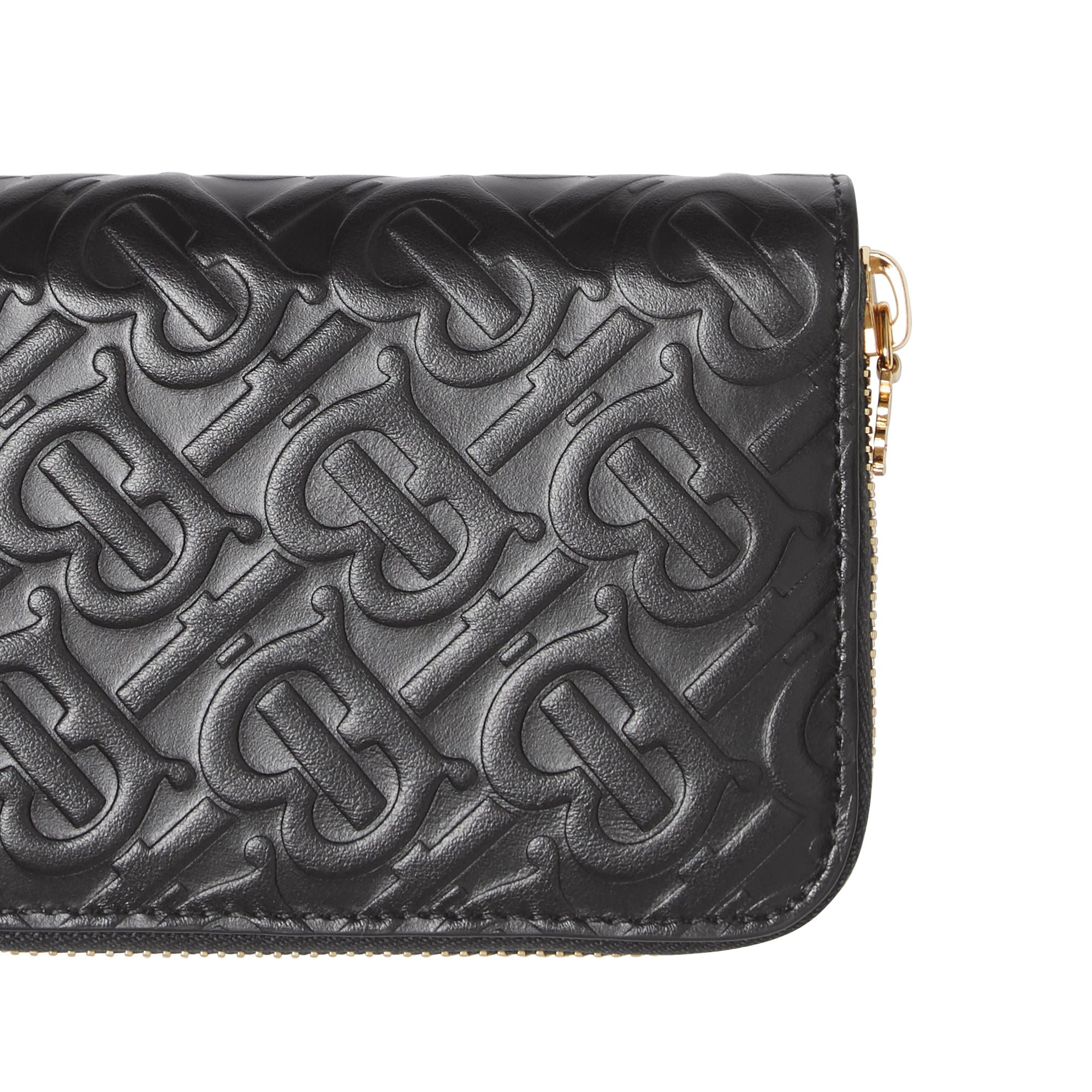 Portefeuille zippé en cuir Monogram - Noir