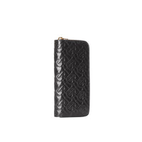 Portefeuille zippé en cuir Monogram - Noir
