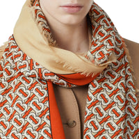 Maxi écharpe légère en cachemire Monogram - Vermillon