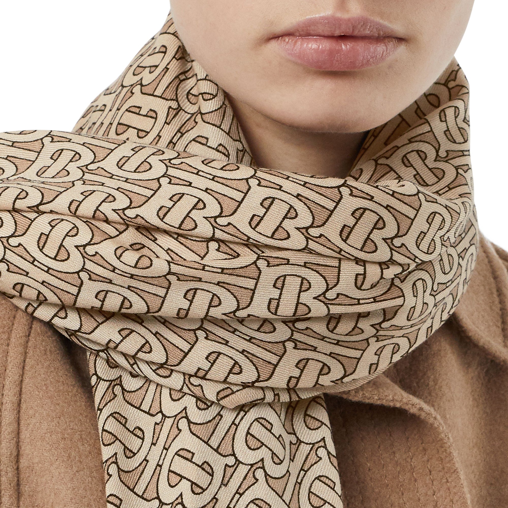 Maxi écharpe légère en cachemire Monogram - Camel Pâle