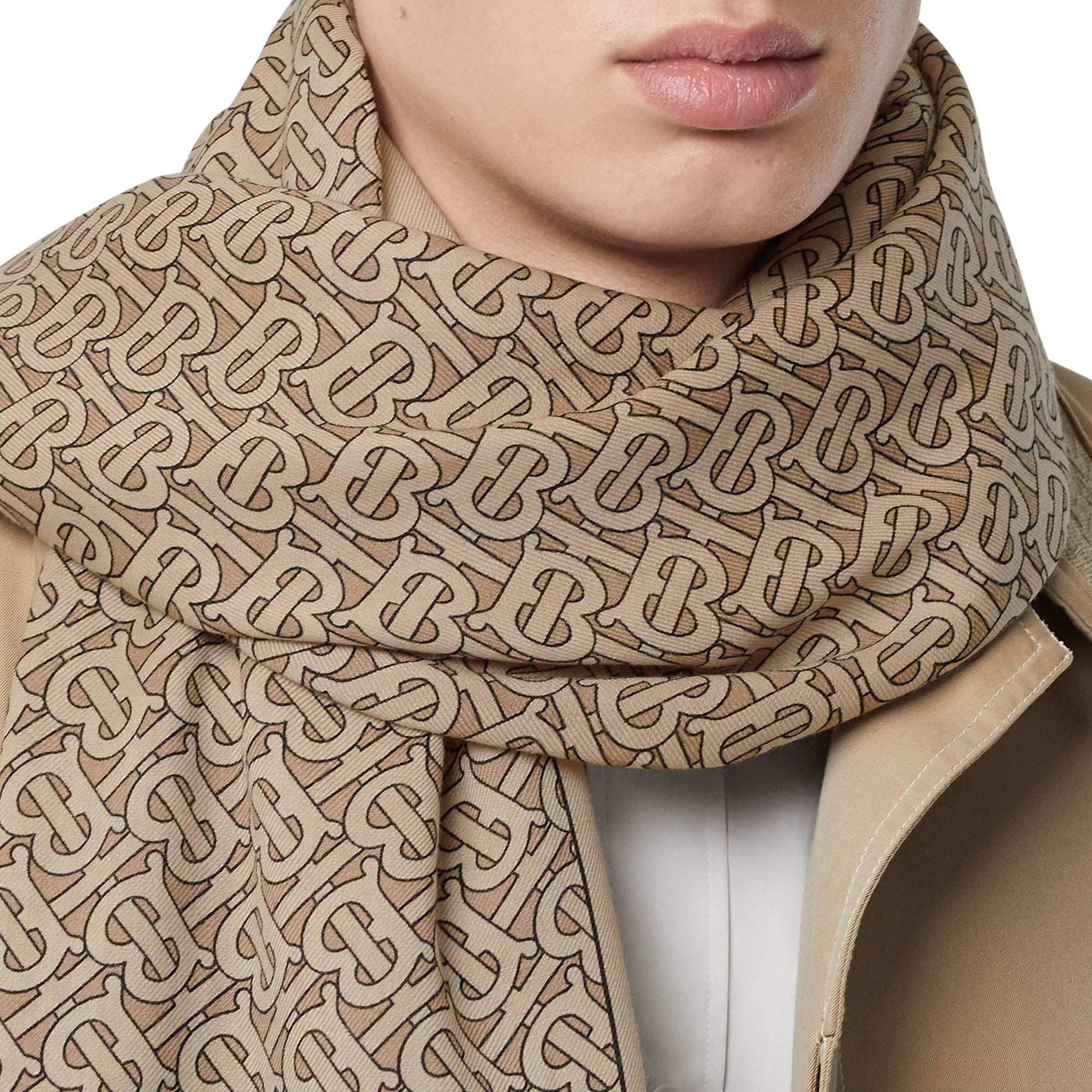 Maxi écharpe légère en cachemire Monogram - Camel Pâle