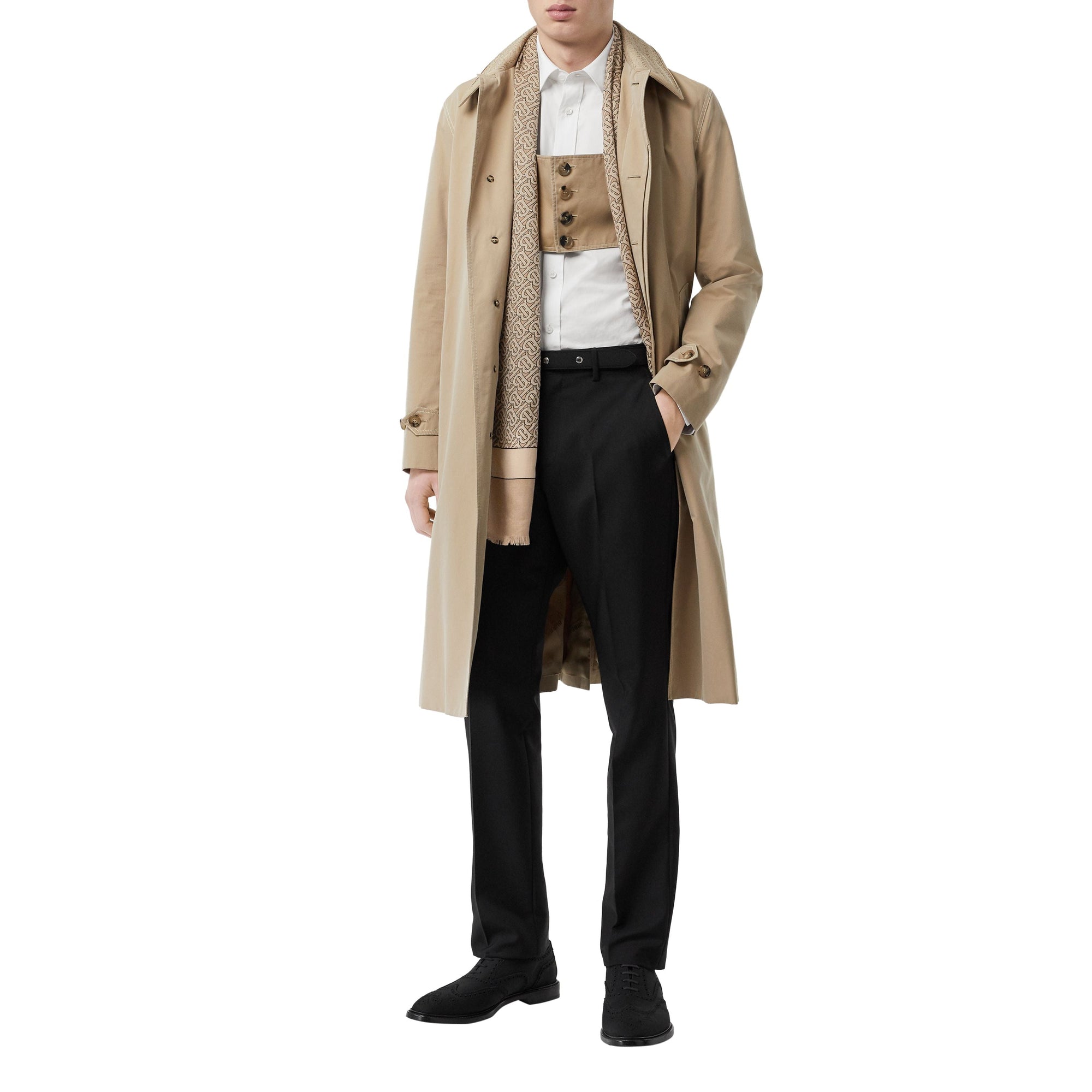 Maxi écharpe légère en cachemire Monogram - Camel Pâle