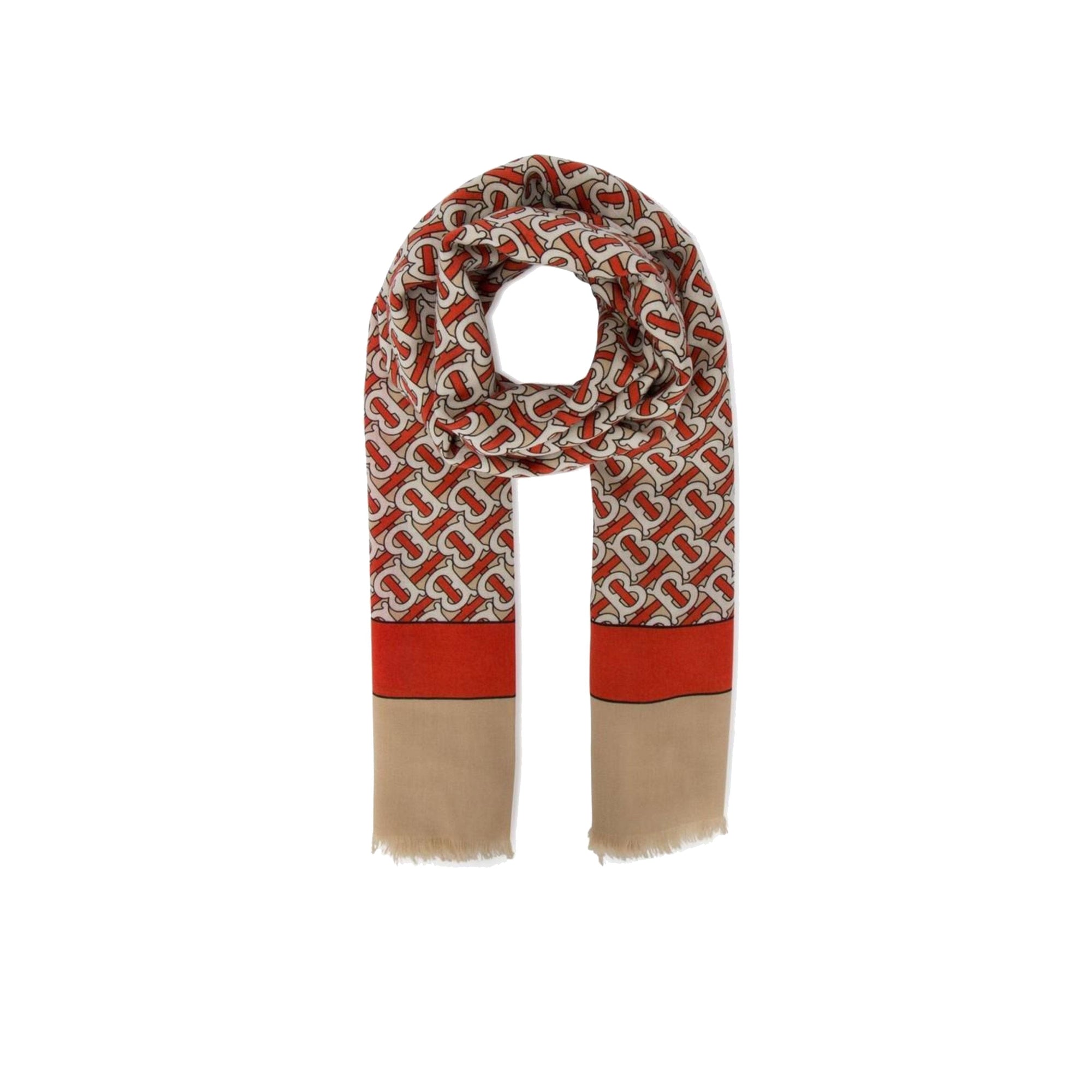 Maxi écharpe légère en cachemire monogram - Vermillon
