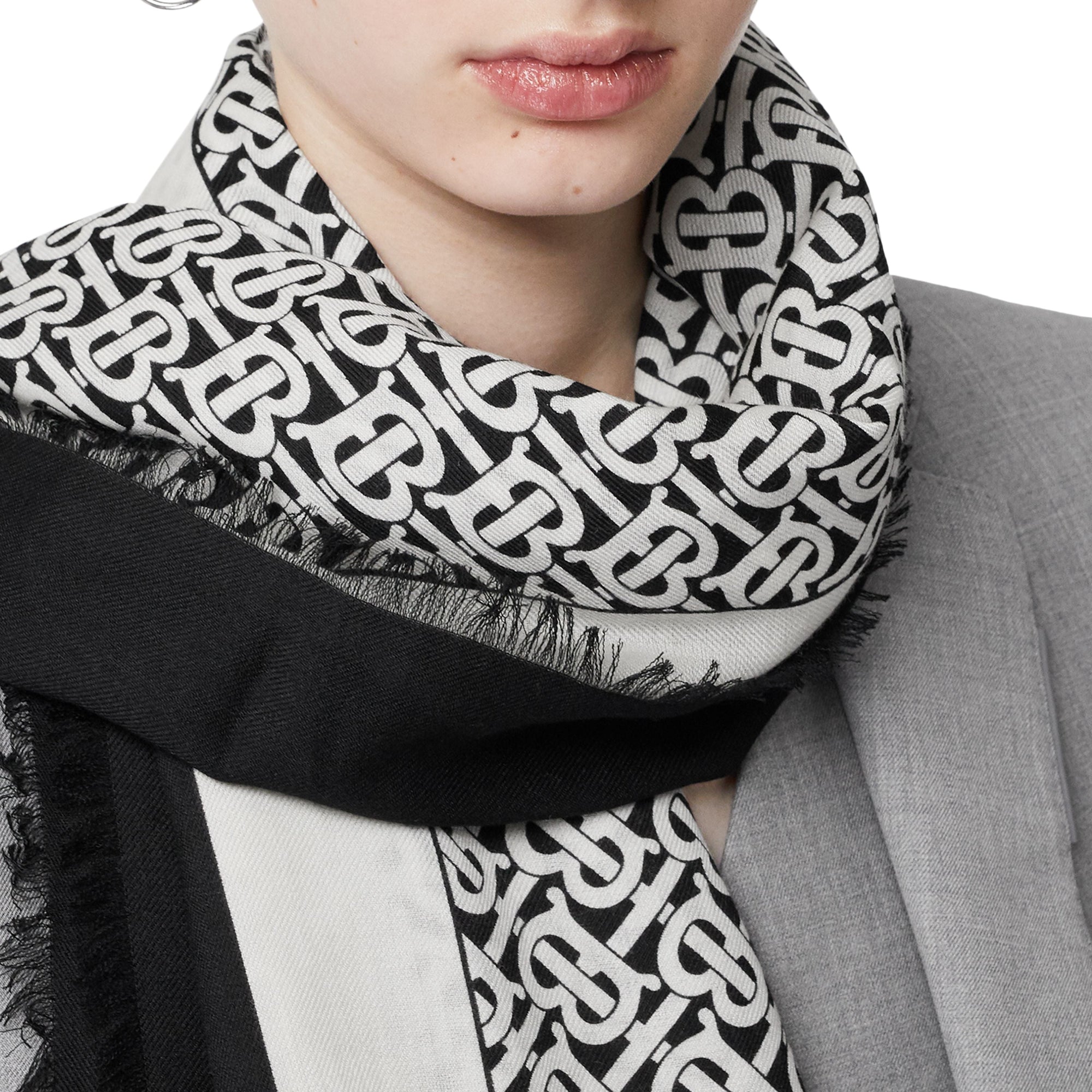 Maxi écharpe légère en cachemire Monogram - Monochrome