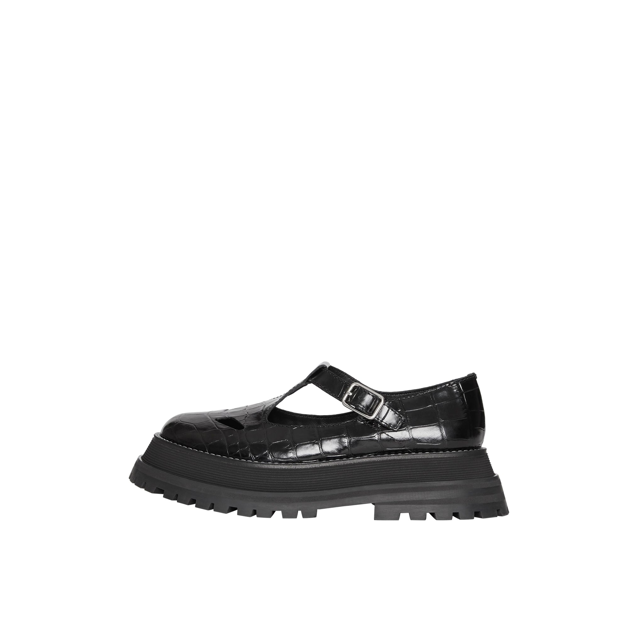BLACK Salomés en cuir embossé