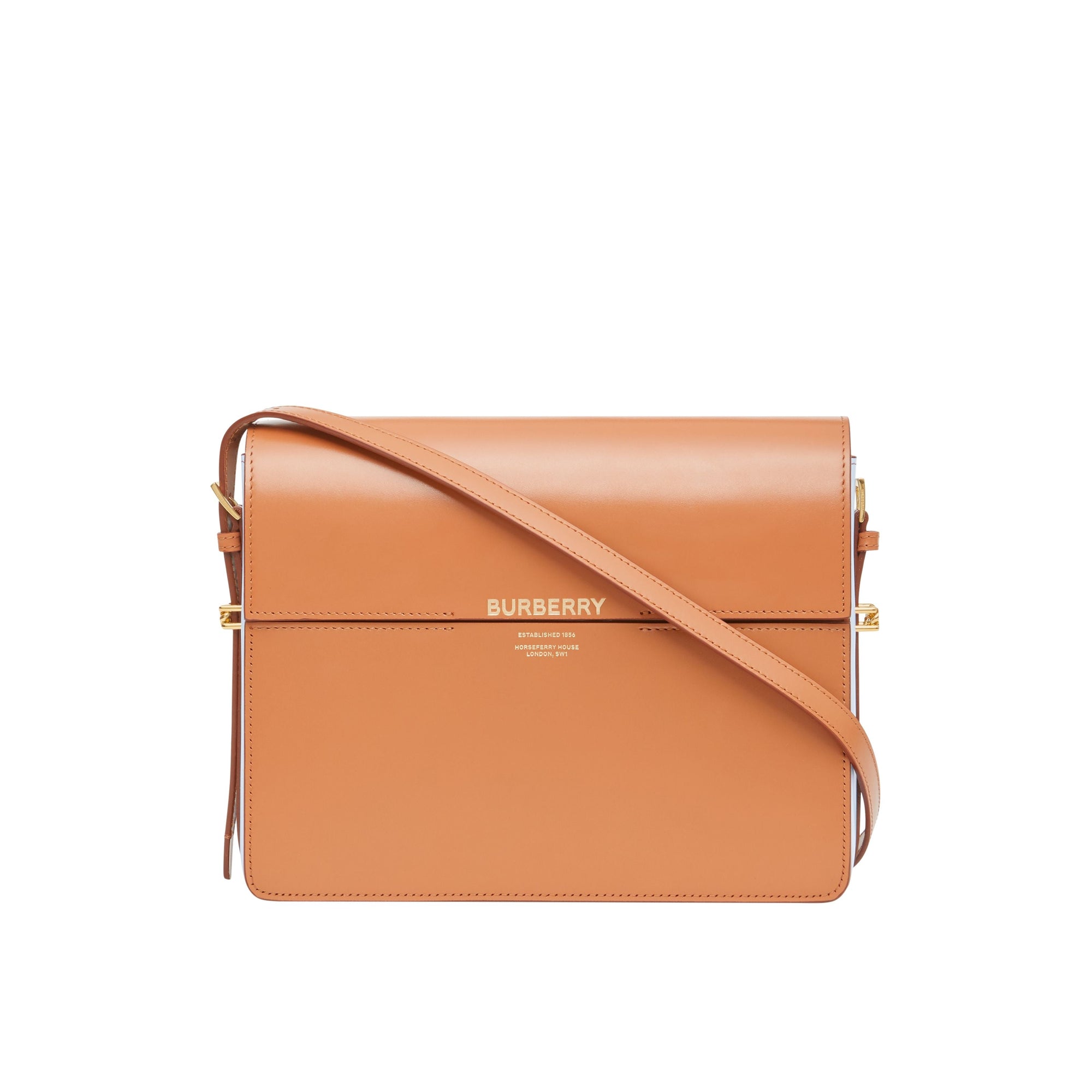 NUTMEG/PALE BLUE Grand sac Grace en cuir bicolore