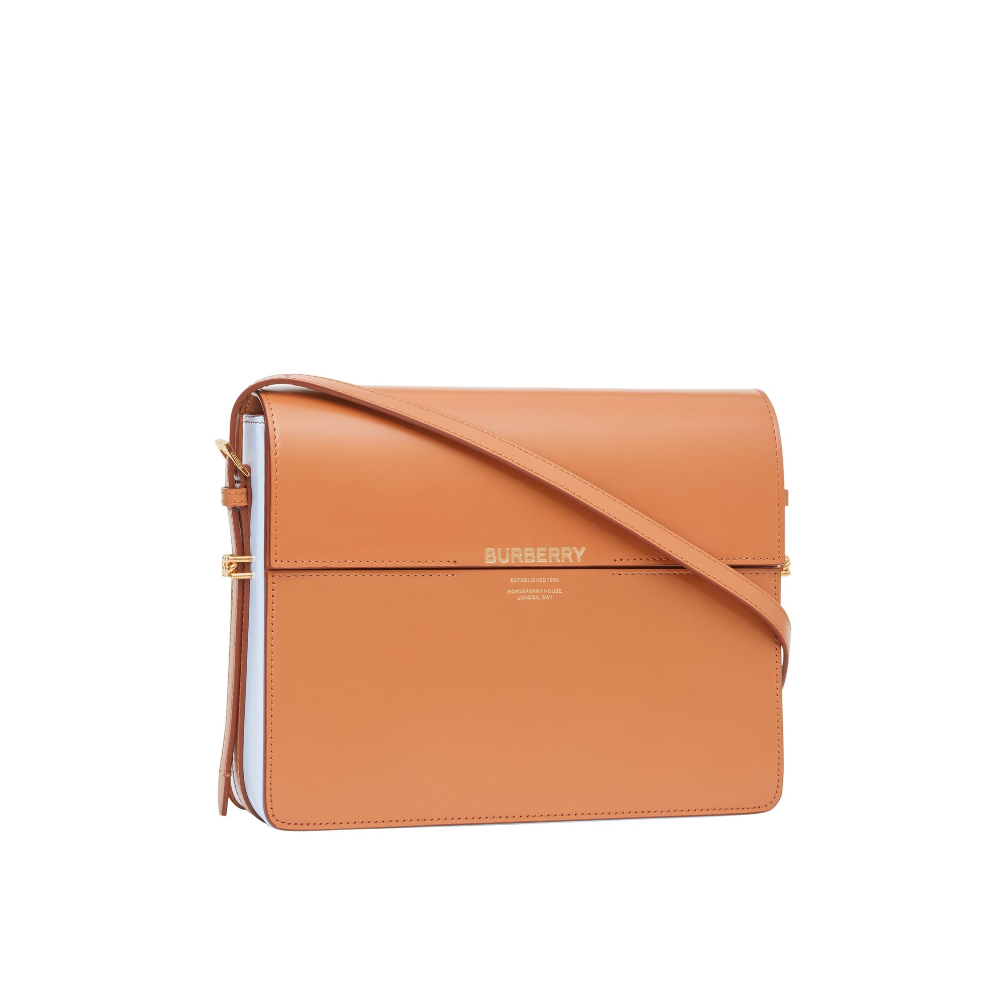 NUTMEG/PALE BLUE Grand sac Grace en cuir bicolore