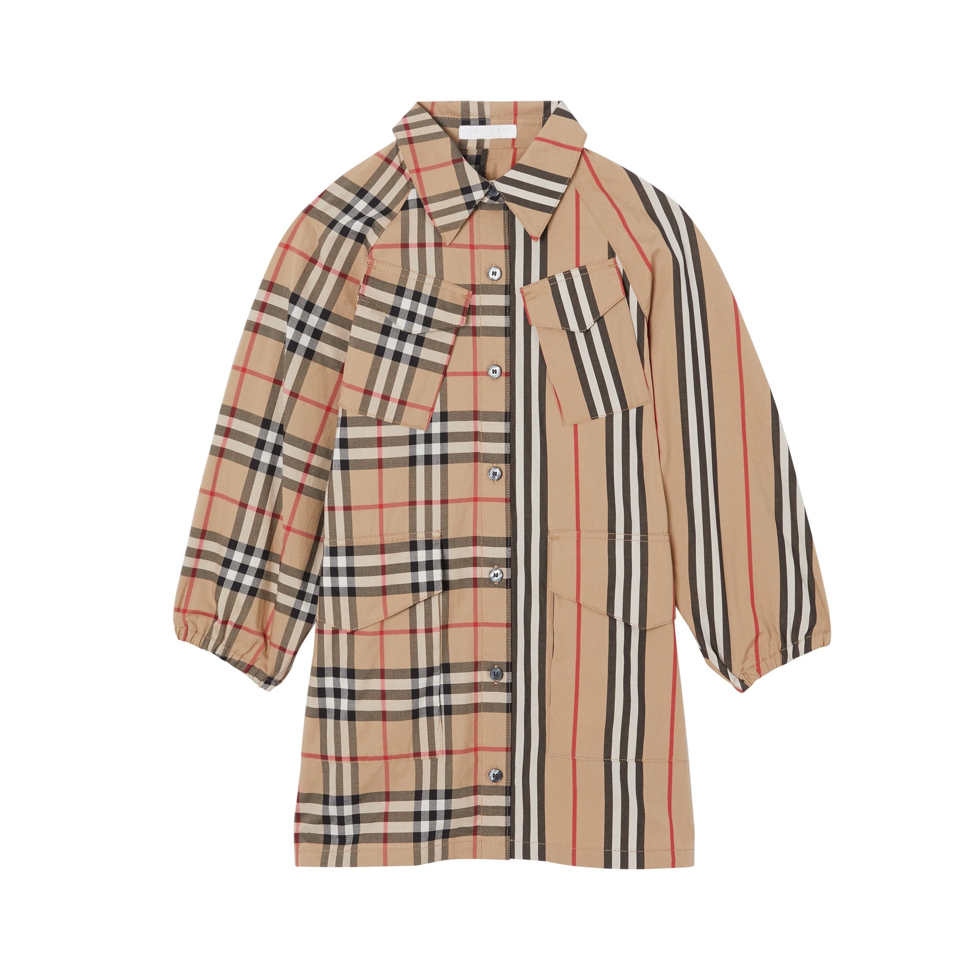 ARCHIVE BEIGE Robe chemise en coton à rayures iconiques et Vintage check