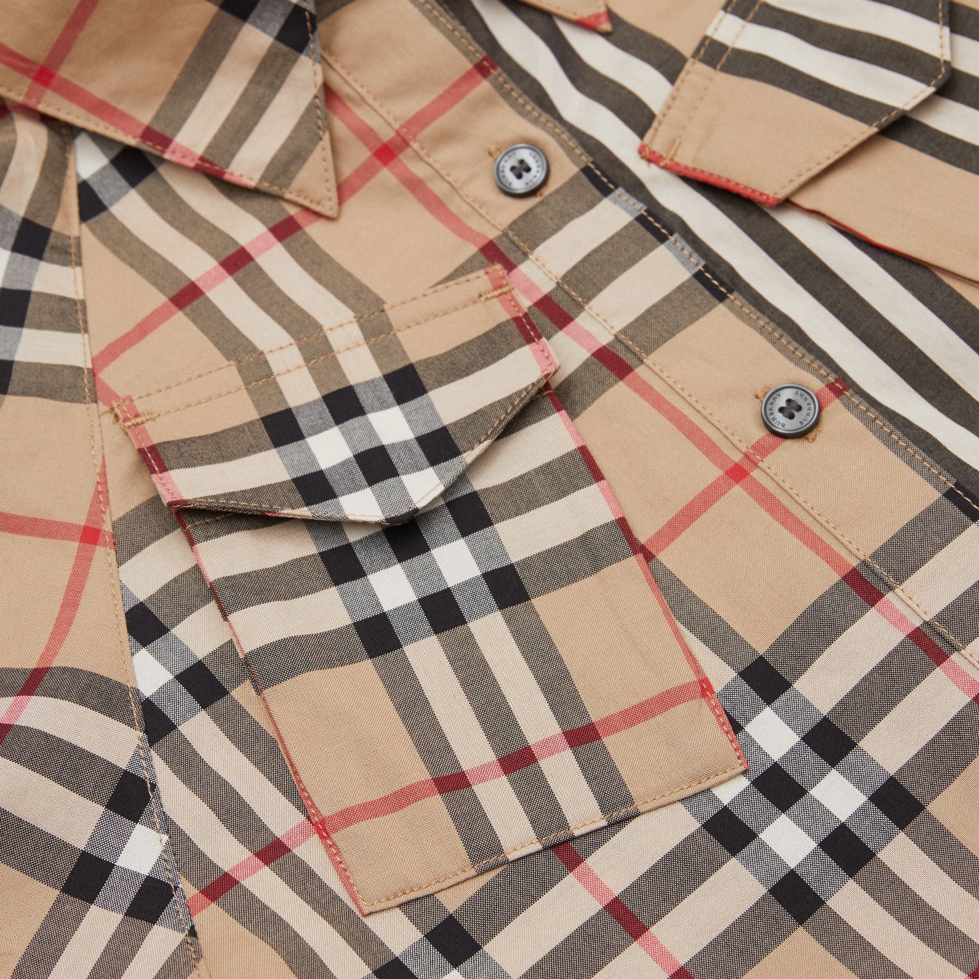 ARCHIVE BEIGE Robe chemise en coton à rayures iconiques et Vintage check