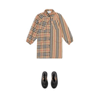 ARCHIVE BEIGE Robe chemise en coton à rayures iconiques et Vintage check