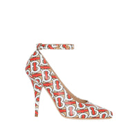 Escarpins à bout pointu en cuir monogram avec triple pression - Fauve