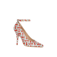 Escarpins à bout pointu en cuir monogram avec triple pression - Fauve