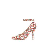 Escarpins à bout pointu en cuir monogram avec triple pression - Fauve